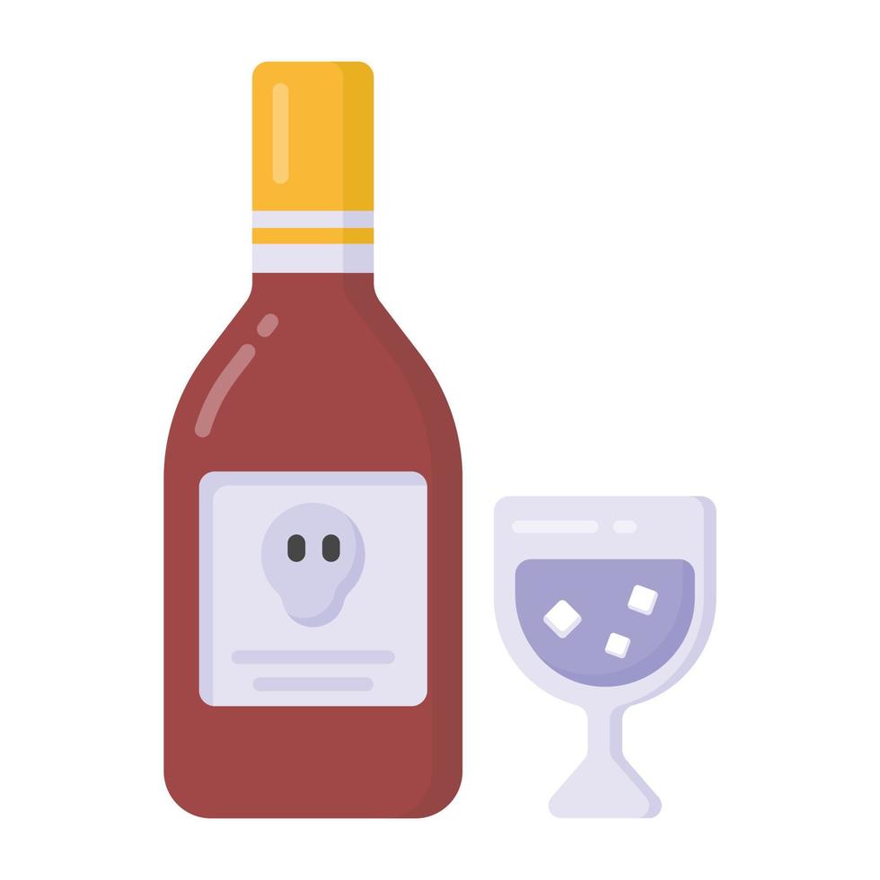 vinho com copo, ícone plano download vetor