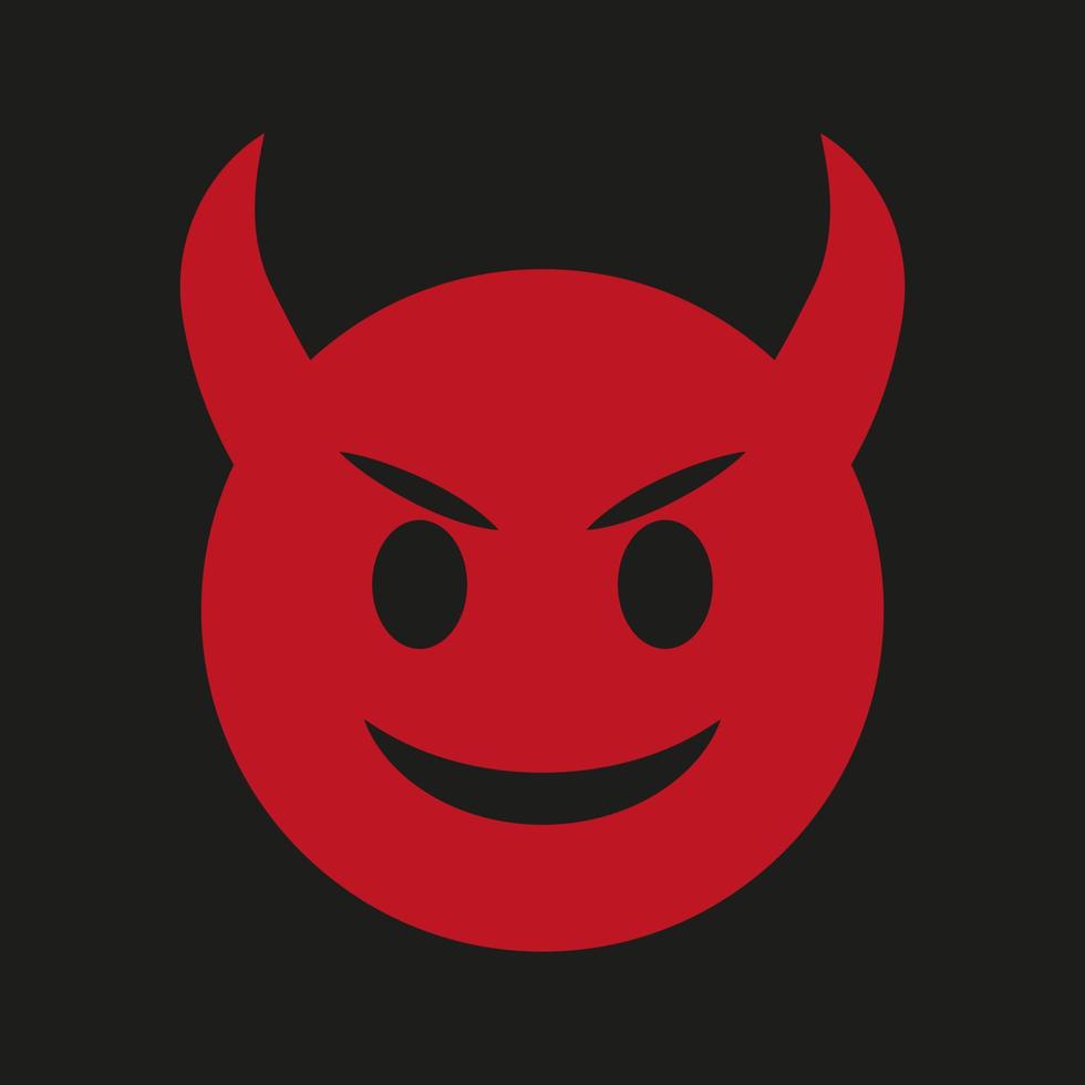 ícone do diabo isolado no fundo preto. emoji do diabo. símbolo do inferno. emoji com raiva vetor