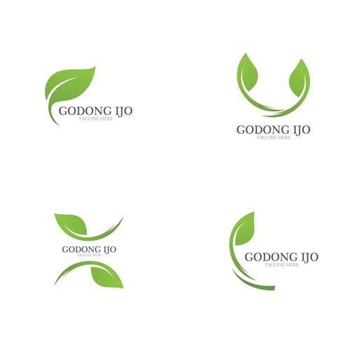 Logos de ecologia de folha verde vetor