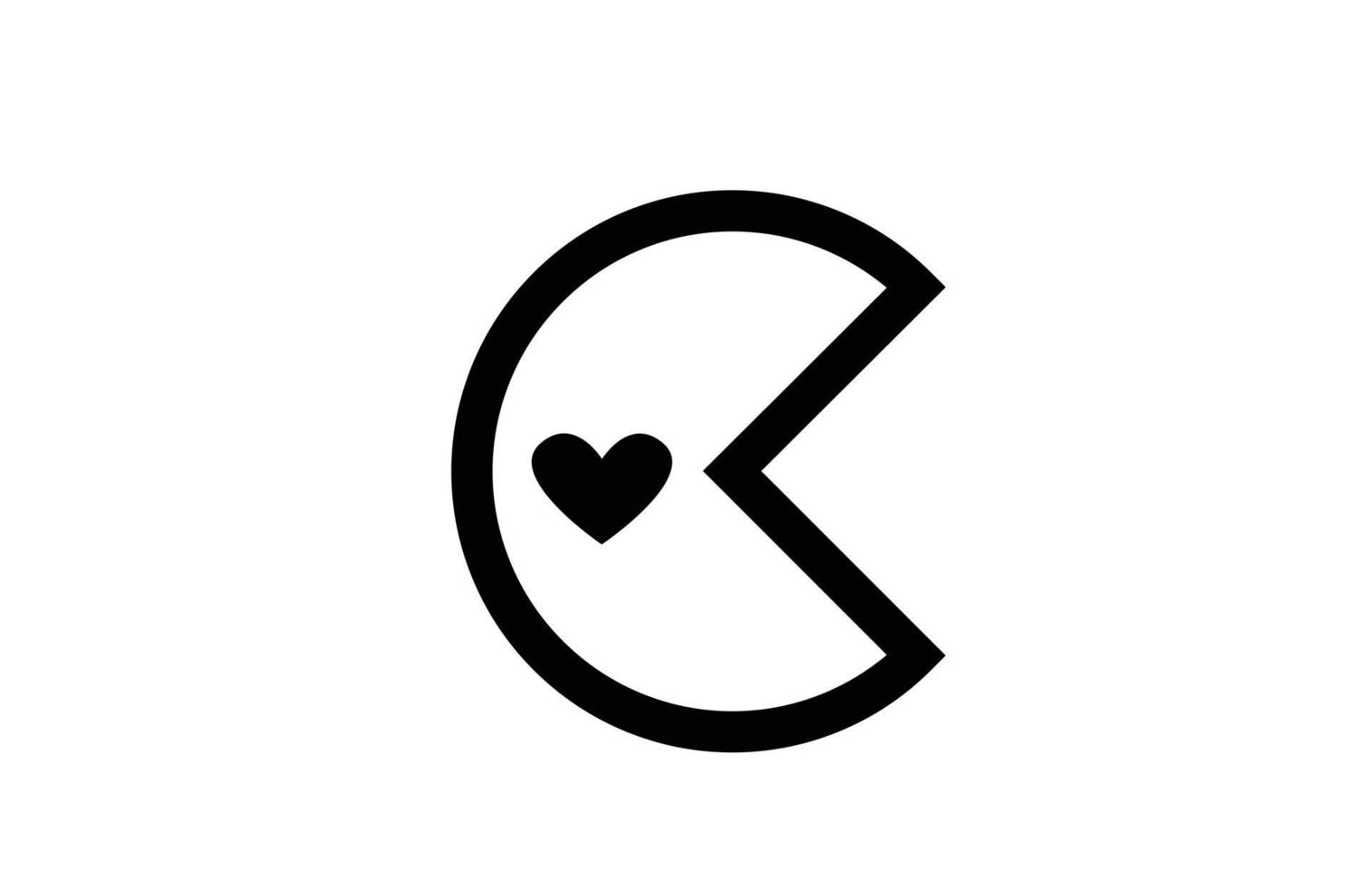c amo o logotipo do ícone da letra do alfabeto do coração com cor e linha preto e branco. design criativo para empresa ou negócio vetor