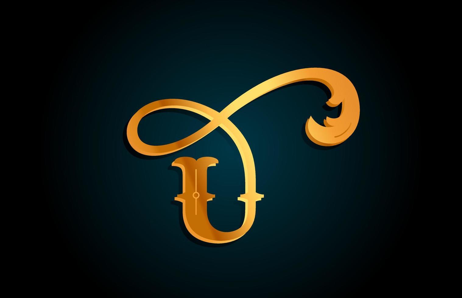 ícone de design de logotipo de letra de alfabeto u dourado. modelo criativo para negócios ou empresa com cor amarela vetor
