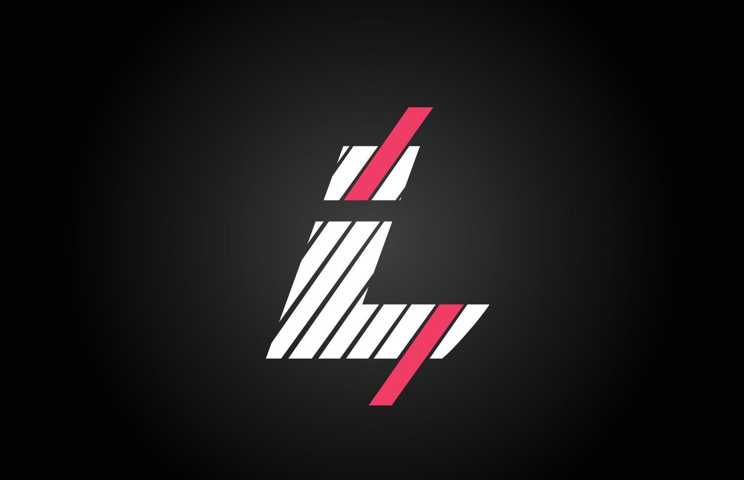 design de linha l design de logotipo de ícone de letra do alfabeto. modelo criativo para negócios e empresa com cor rosa e branca vetor