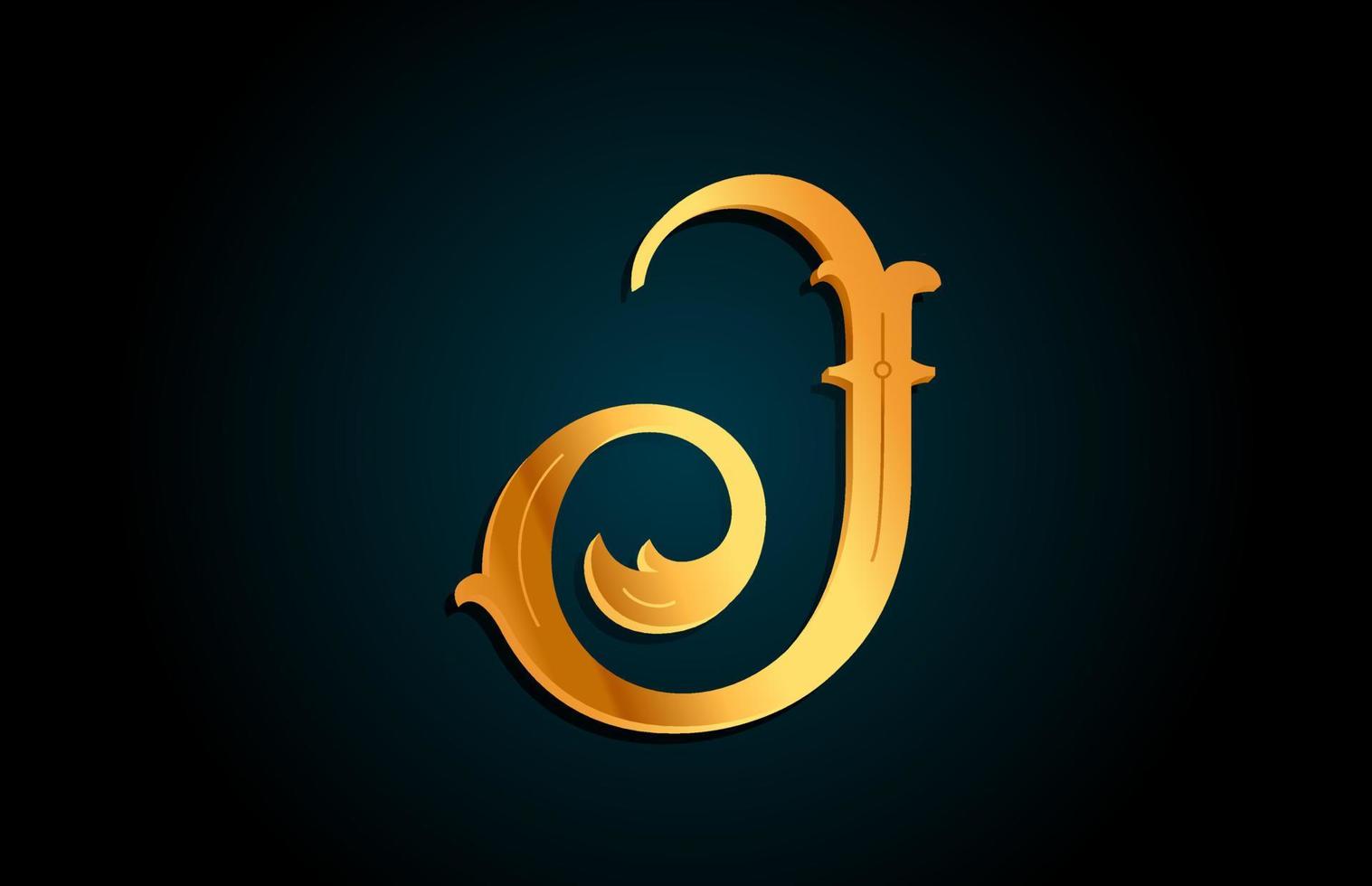 ícone de design de logotipo de letra do alfabeto j dourado. modelo criativo para negócios ou empresa com cor amarela vetor