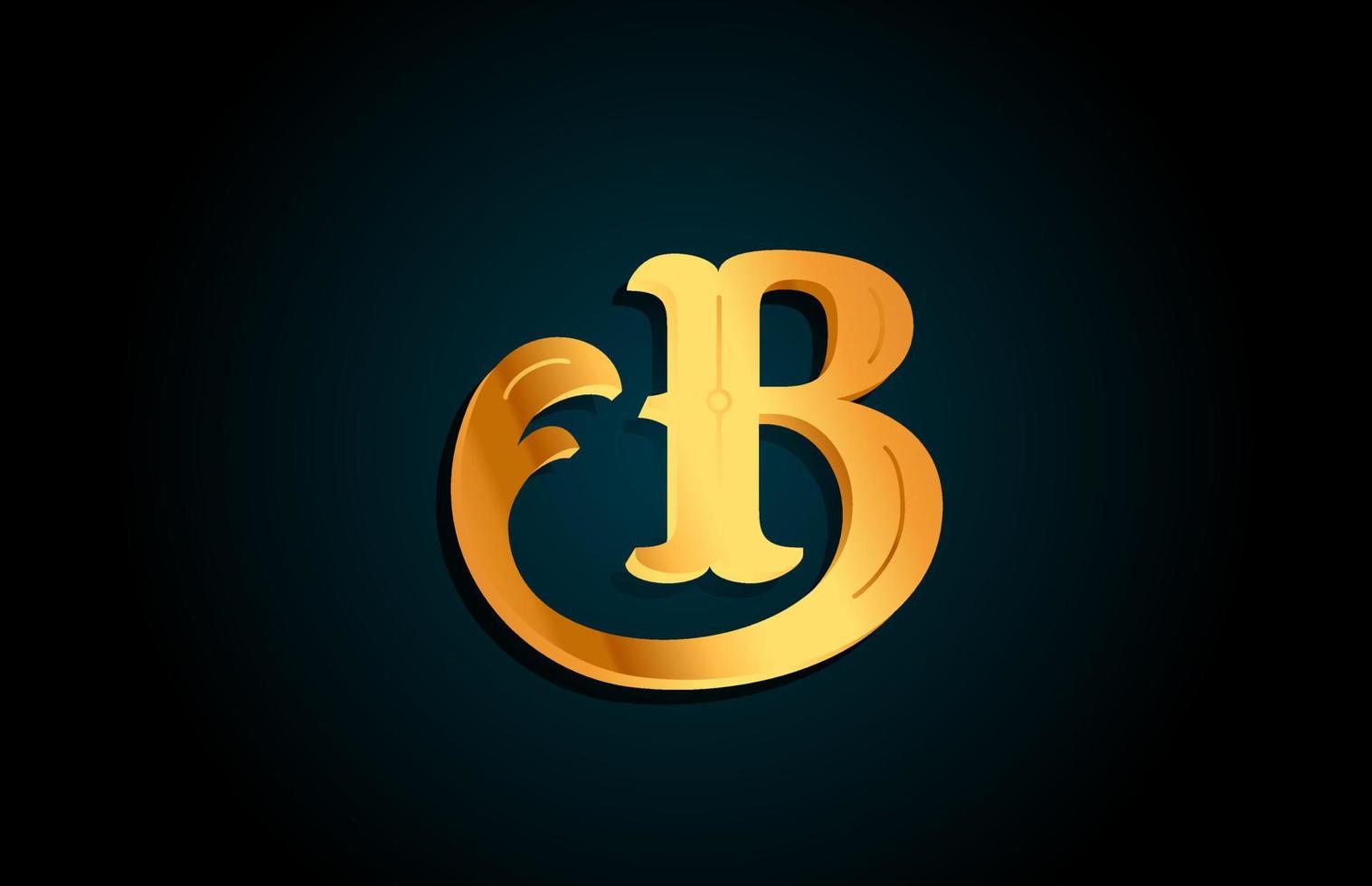 ícone de design de logotipo de letra do alfabeto b dourado. modelo criativo para negócios ou empresa com cor amarela vetor