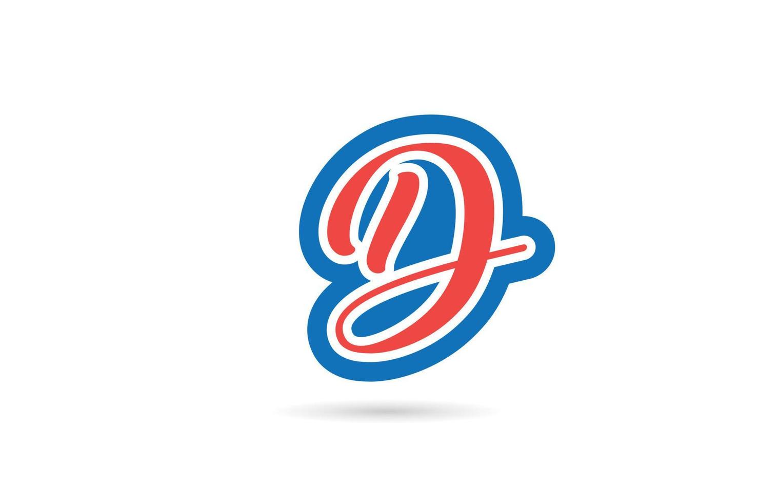 ícone de design de logotipo de letra de alfabeto vermelho azul manuscrita d. modelo criativo para negócios e empresa vetor