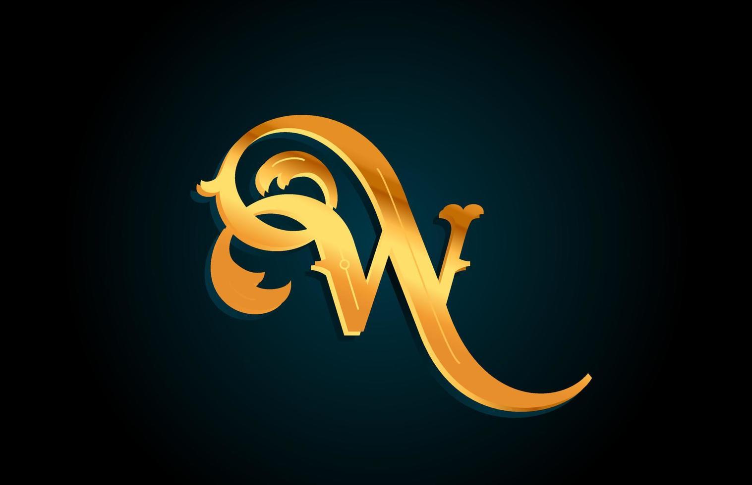 ícone de design de logotipo de letra de alfabeto w dourado. modelo criativo para negócios ou empresa com cor amarela vetor