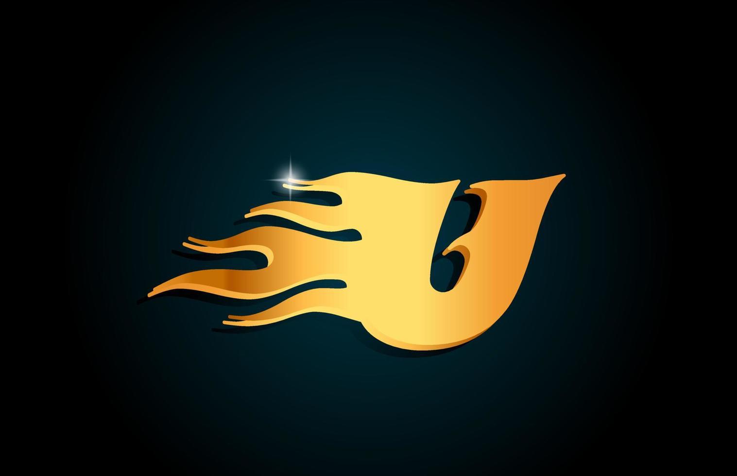 design de logotipo de ícone de letra do alfabeto de ouro. modelo criativo para negócios com chamas douradas vetor