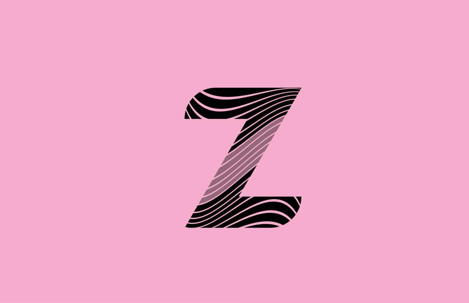 ícone de design de logotipo preto letra z com fundo rosa. modelo criativo para empresa com linhas vetor