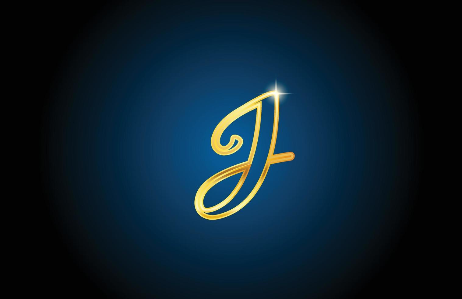linha dourada j letra do alfabeto design de ícone do logotipo. modelo de luxo criativo para negócios e empresas vetor