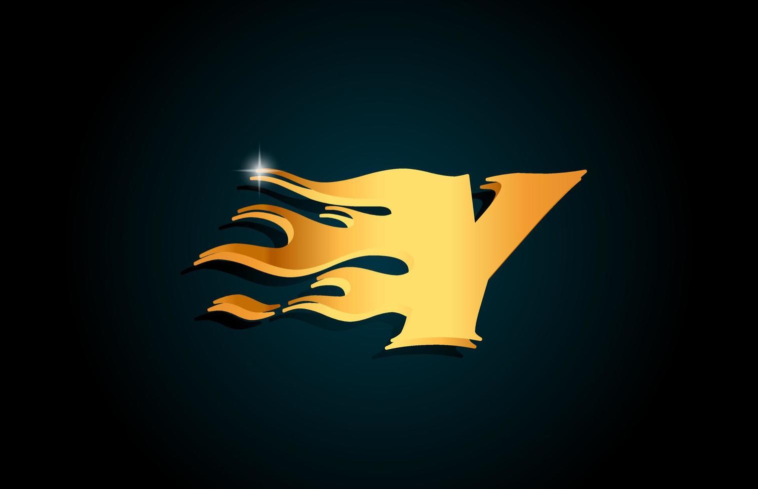 ouro y design de logotipo de ícone de letra do alfabeto. modelo criativo para negócios com chamas douradas vetor