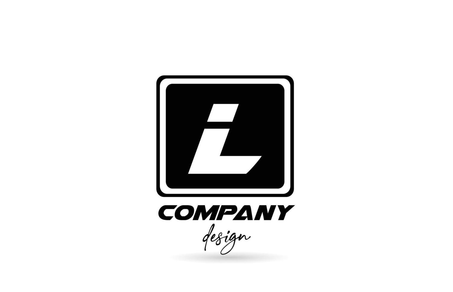 l ícone do logotipo da letra do alfabeto com design preto e branco e quadrado. modelo criativo para empresa e negócios vetor