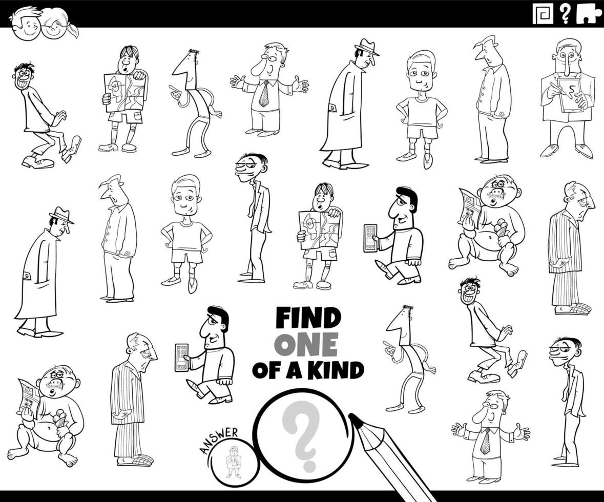 página do livro para colorir de homens de desenho animado vetor
