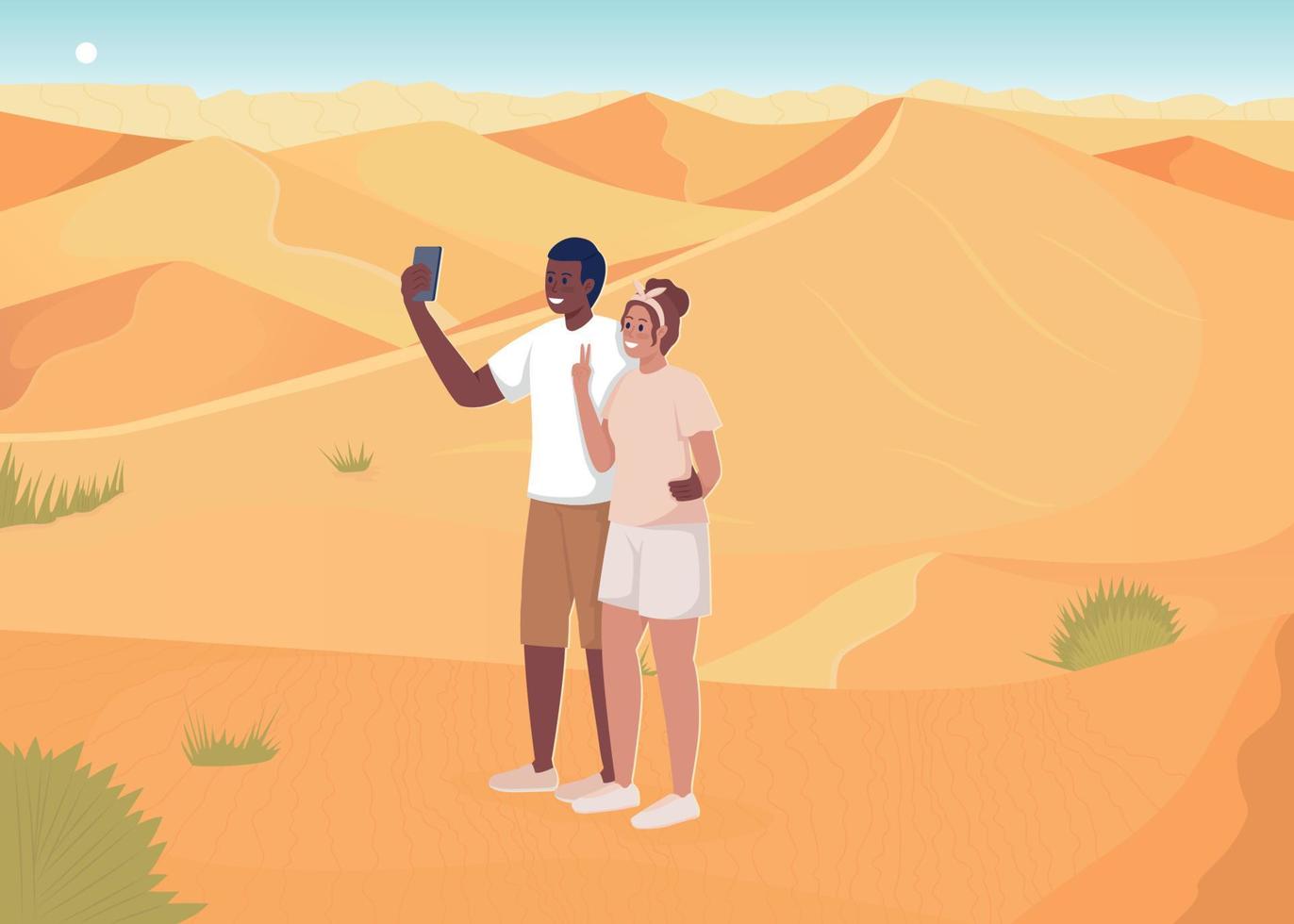 ilustração vetorial de cor plana de destino de férias no deserto vetor