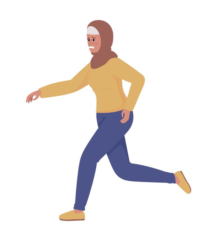 mulher correndo personagem vetorial de cor semi plana vetor