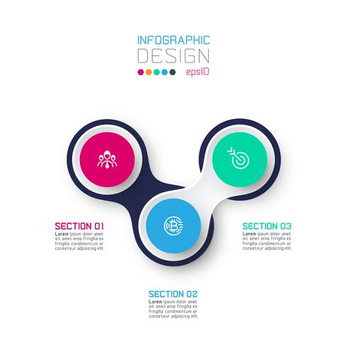 Círculo ligado com infográficos de ícone de negócios sobre fundo branco. vetor