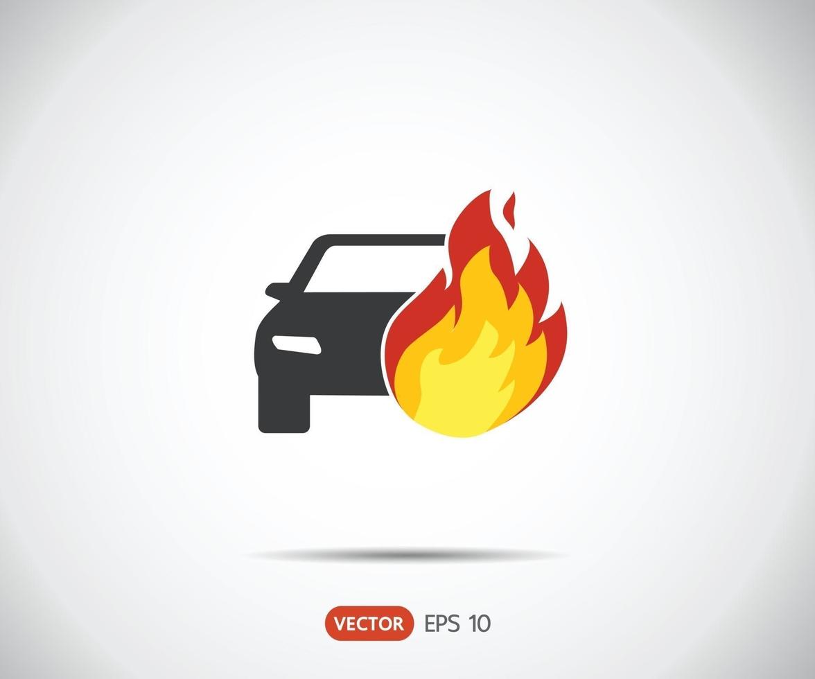 carro incendia veículo. ícone de seguro. vetor