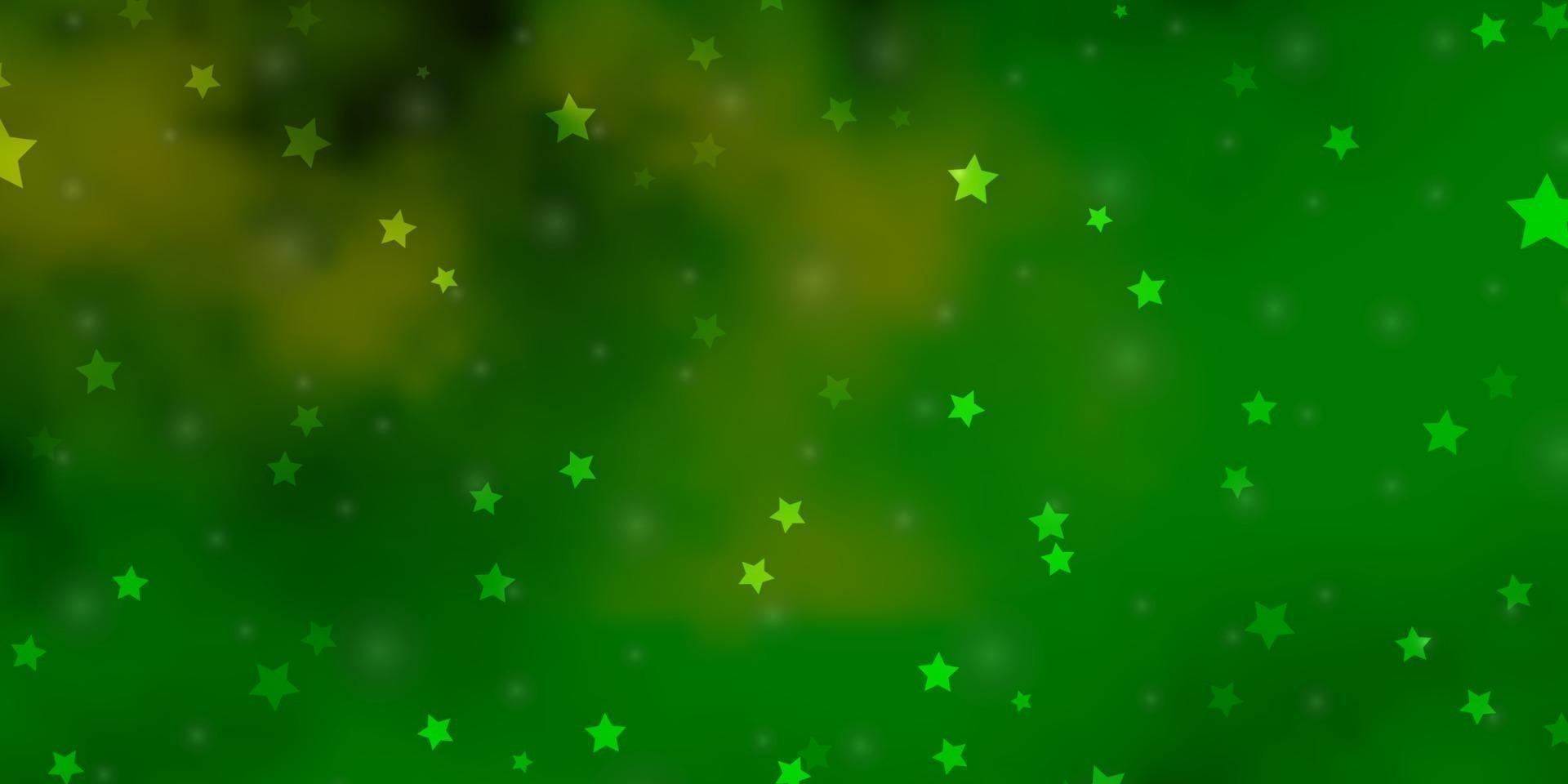 de fundo vector verde e amarelo claro com estrelas pequenas e grandes.