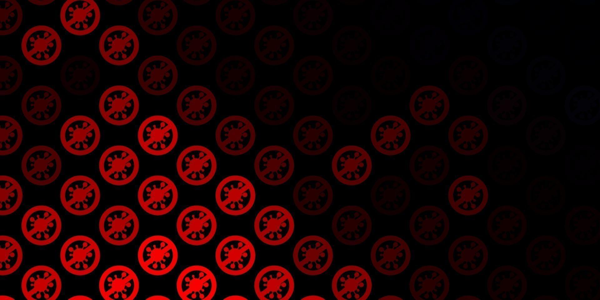 fundo vector vermelho escuro com símbolos covid-19.