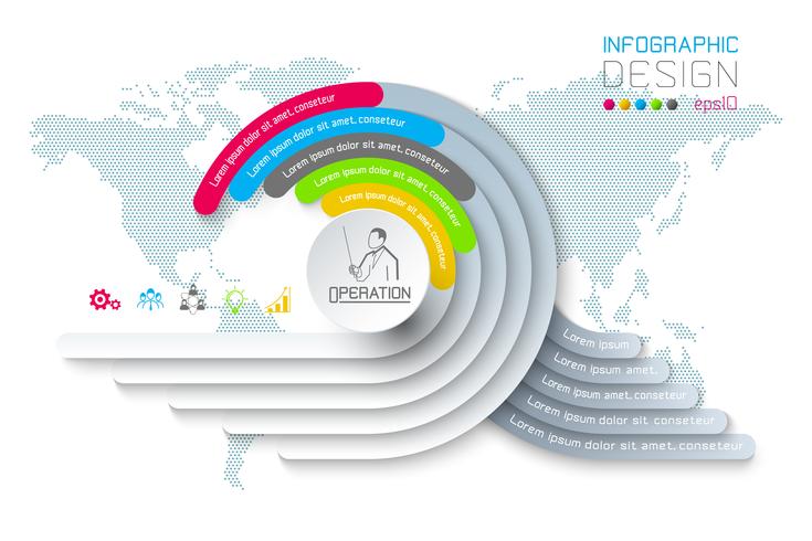Origami do círculo de Infographics do negócio com ilustração do vetor do estilo da sombra.