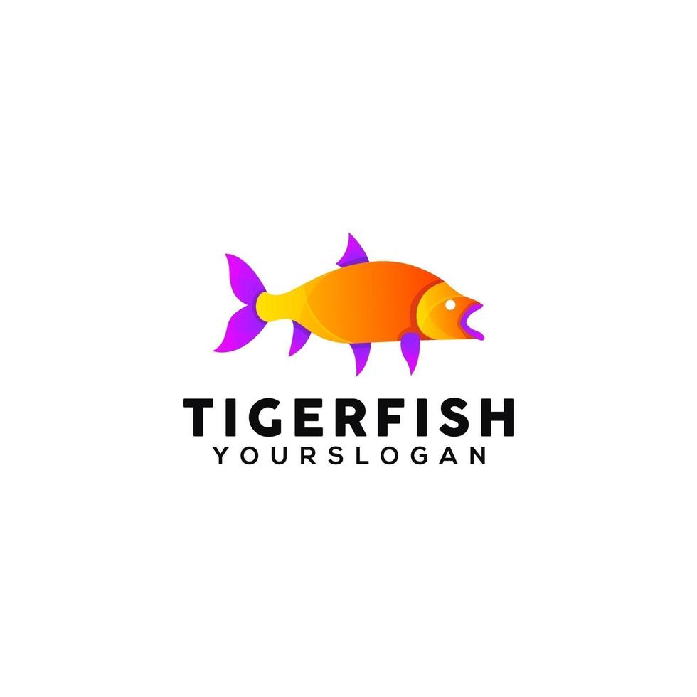modelo de design de logotipo colorido de peixe tigre vetor