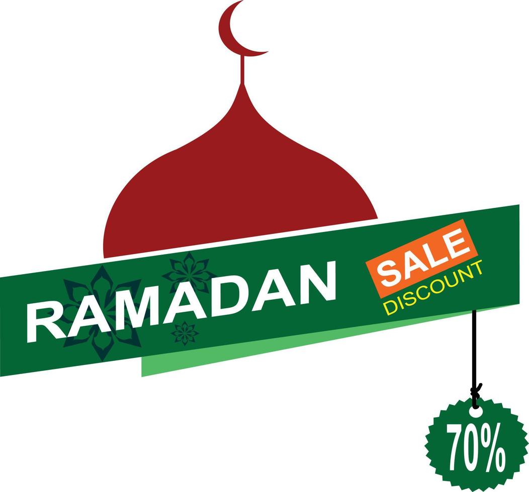 banner de venda do ramadã 70 por cento de desconto. design com um ícone de mesquita. para a celebração da religião islâmica. modelos modernos para cartões, folhetos, cartazes e banners vetor