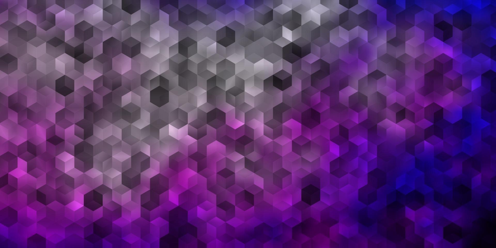 textura vector roxo claro com hexágonos coloridos.