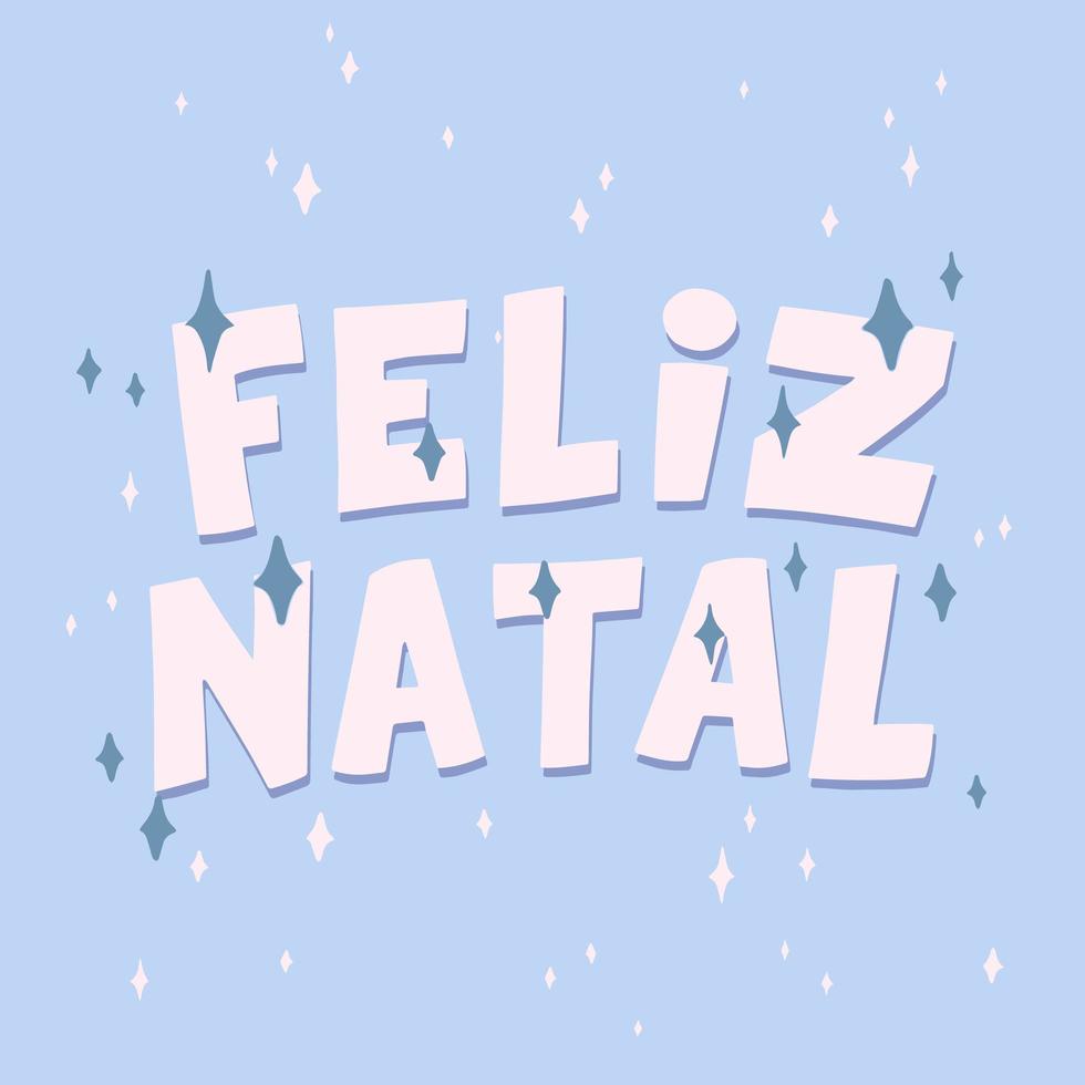 feliz natal brilhante e frio em português vetor