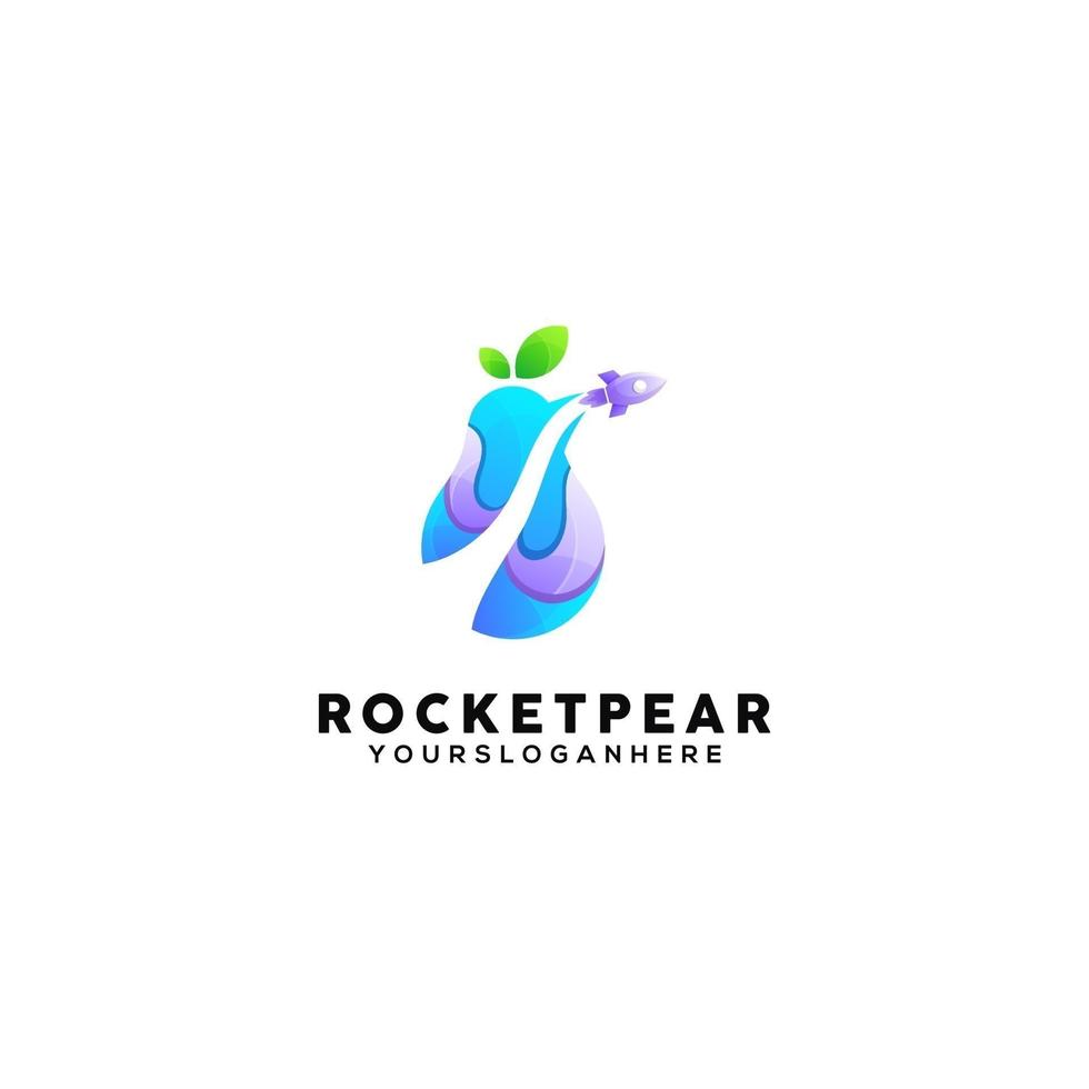 design de logotipo colorido de pêra de foguete vetor