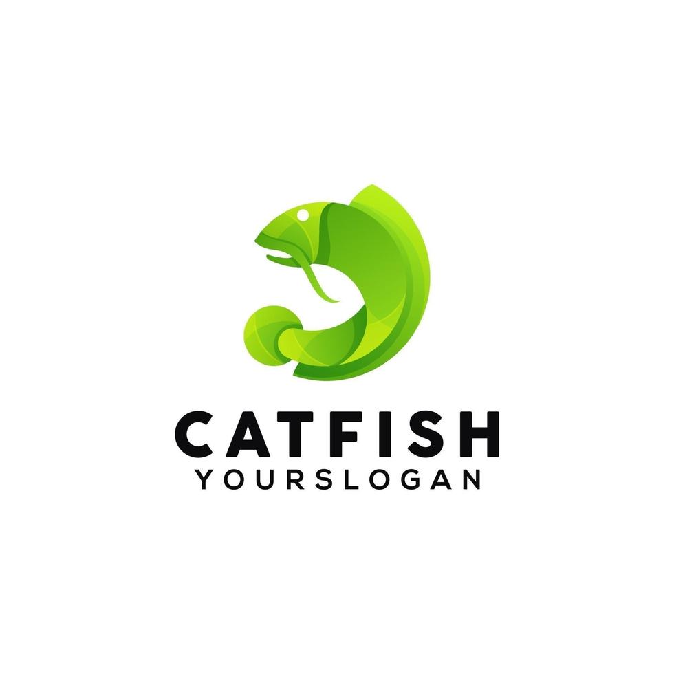 modelo de design de logotipo colorido de peixe-gato vetor