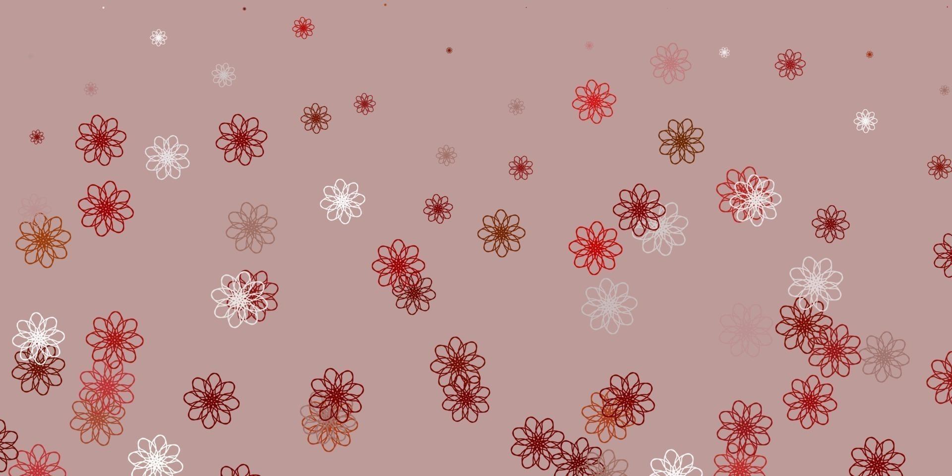 textura de doodle vector marrom claro com flores.