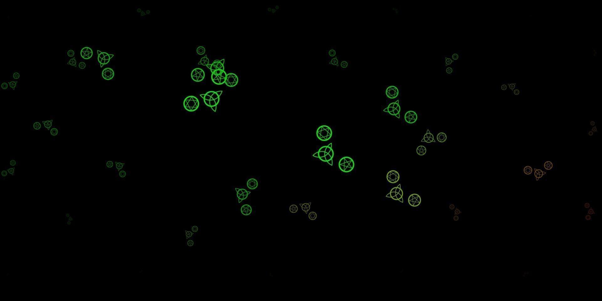 modelo de vetor verde escuro com sinais esotéricos.