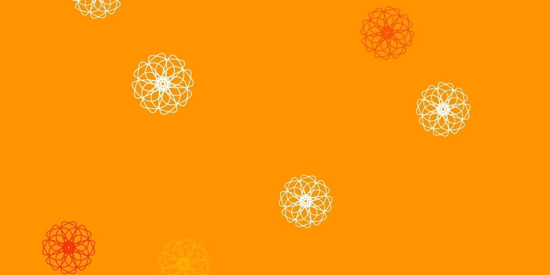 padrão de doodle de vetor laranja claro com flores.