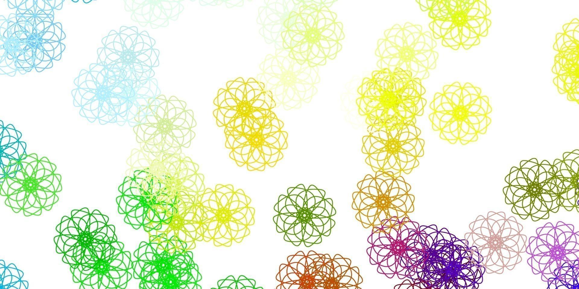 luz multicolor vetor doodle padrão com flores.