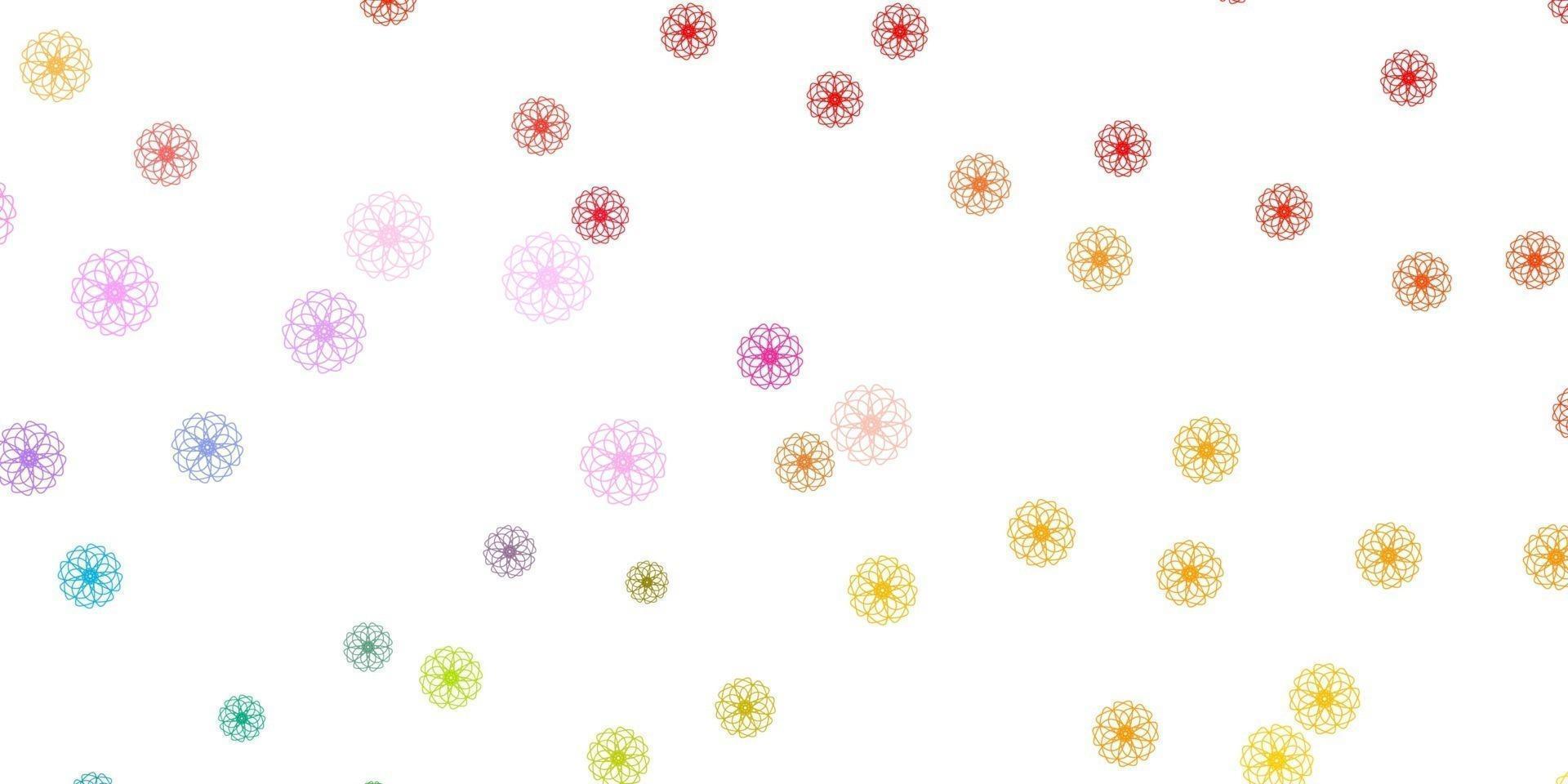 luz multicolor vetor doodle fundo com flores.