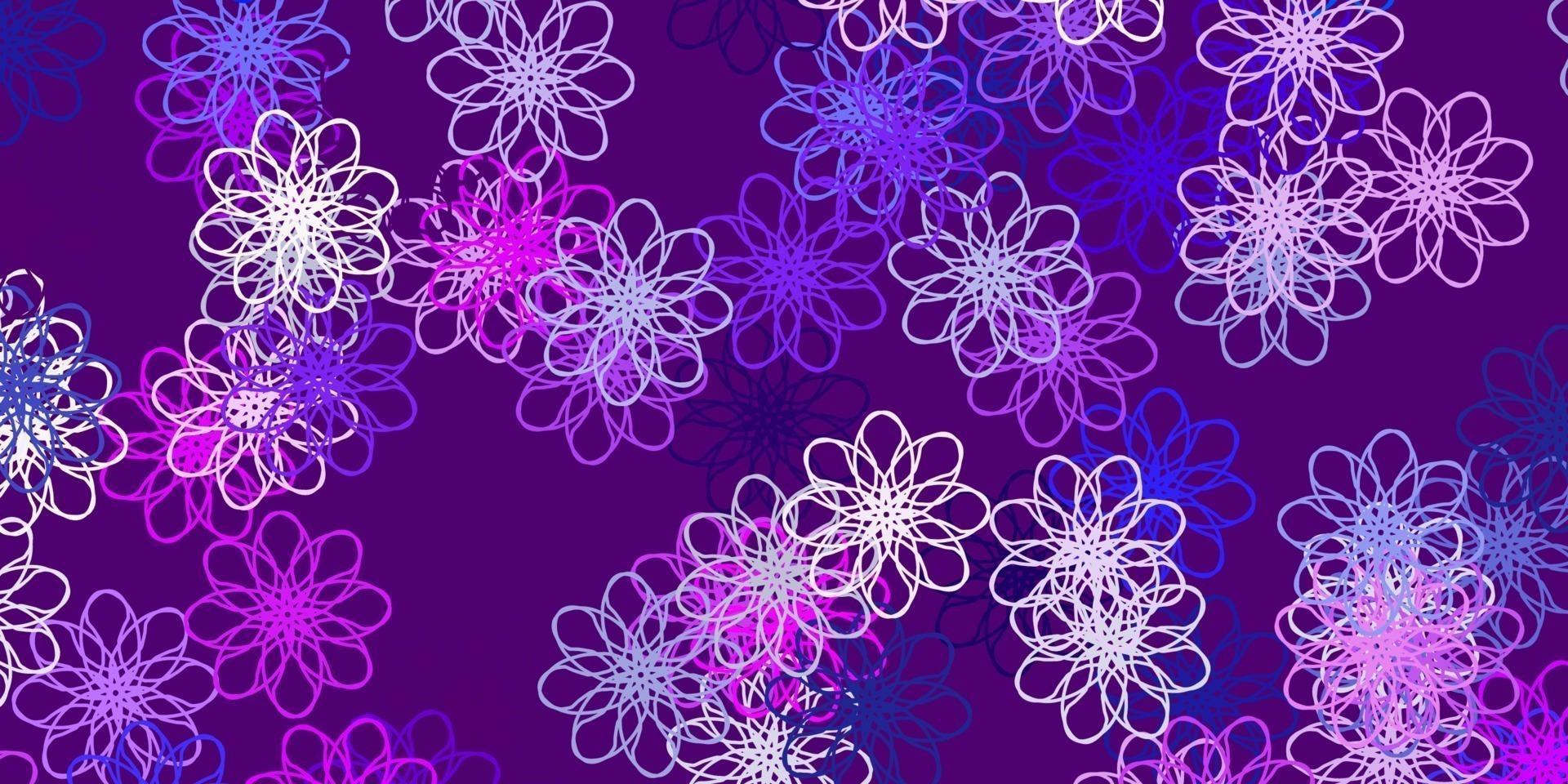 textura de doodle de vetor rosa claro azul com flores.