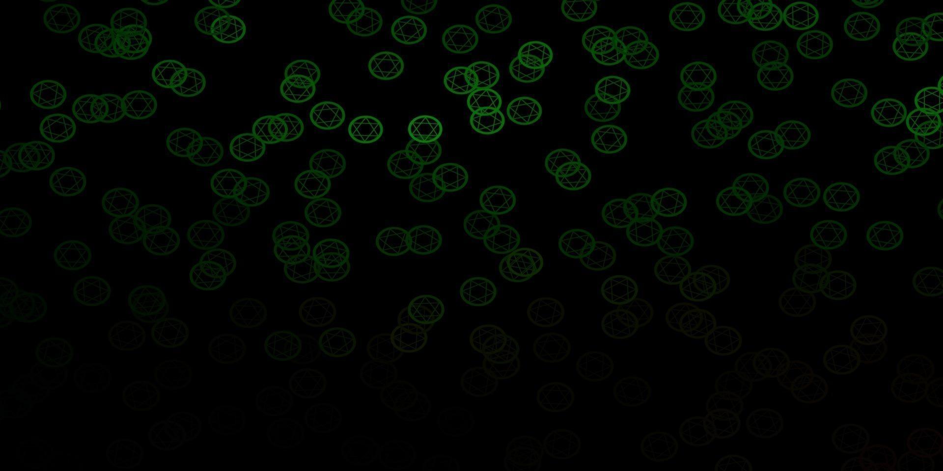 pano de fundo vector verde e vermelho escuro com símbolos de mistério.