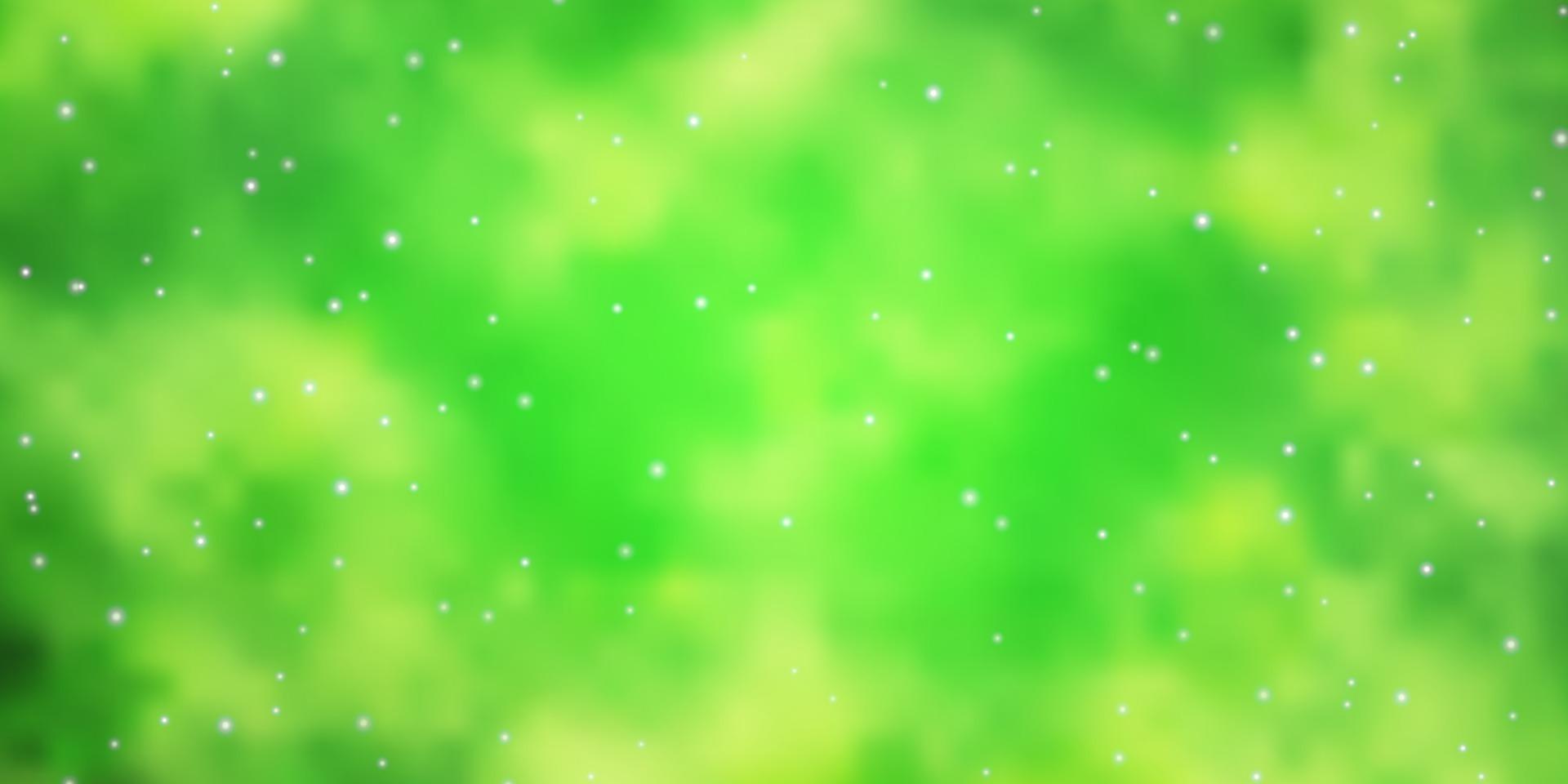 de fundo vector verde e amarelo claro com estrelas pequenas e grandes.