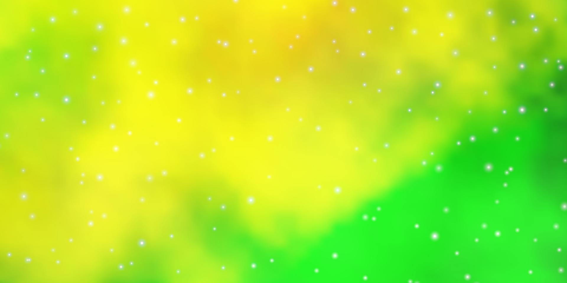 layout de vetor verde e amarelo claro com estrelas brilhantes.