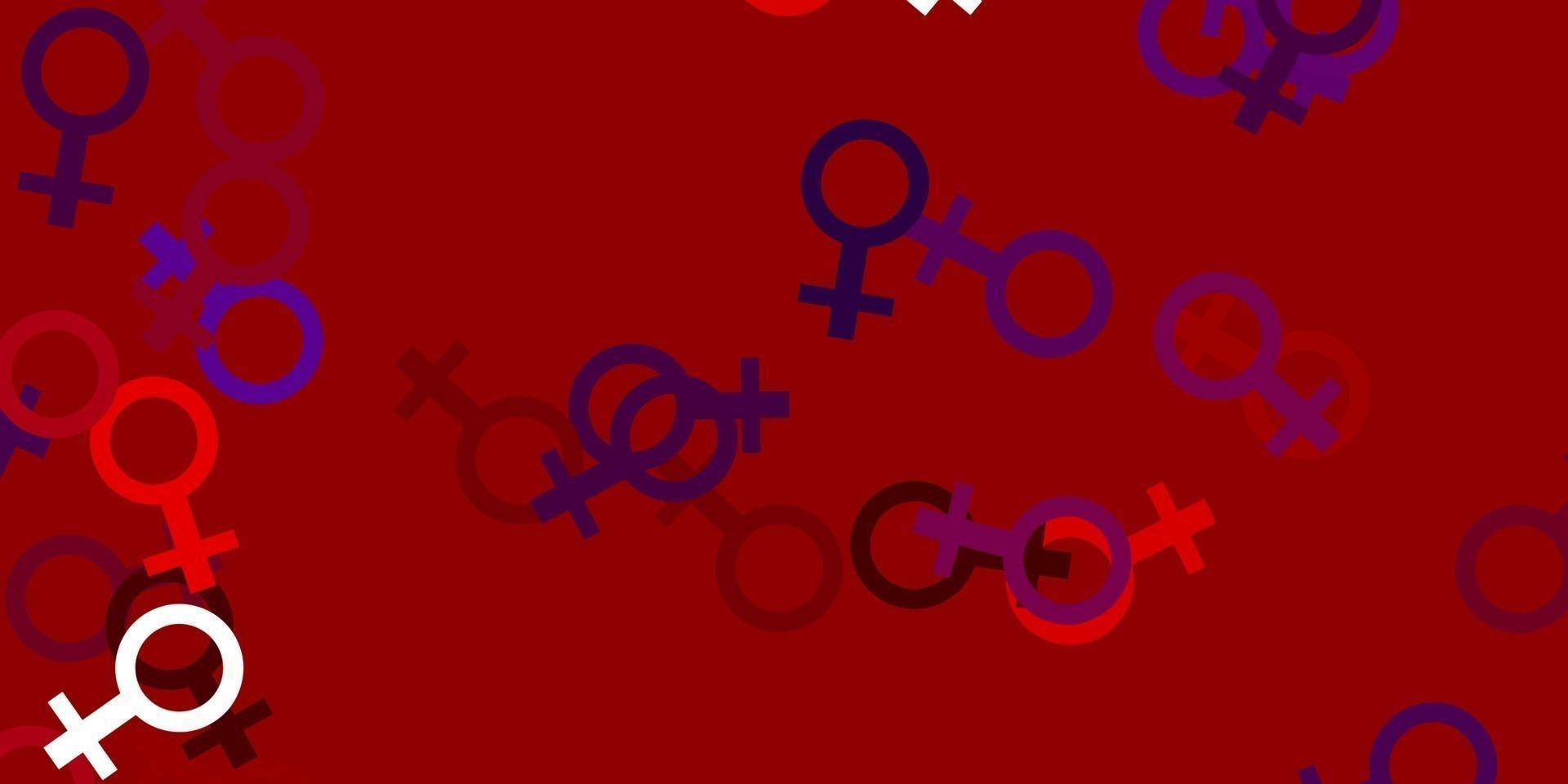 textura vector azul, vermelho claro com símbolos dos direitos das mulheres.