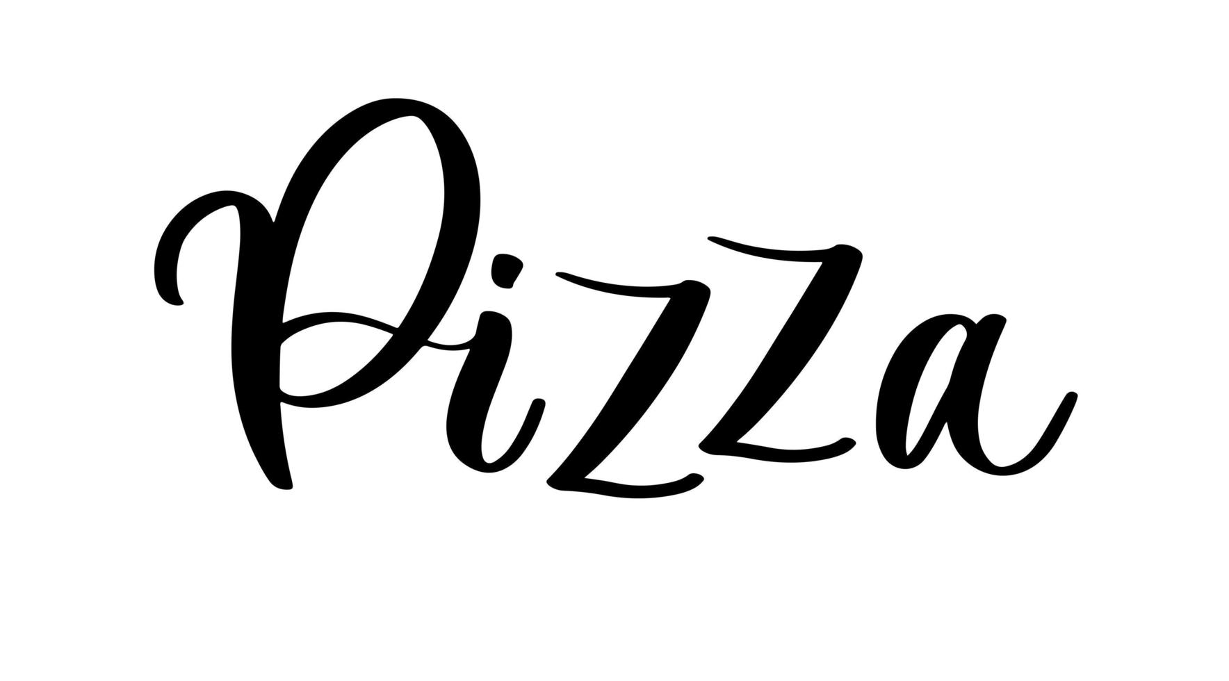 pizza elegante logotipo de letras escritas à mão. vetor