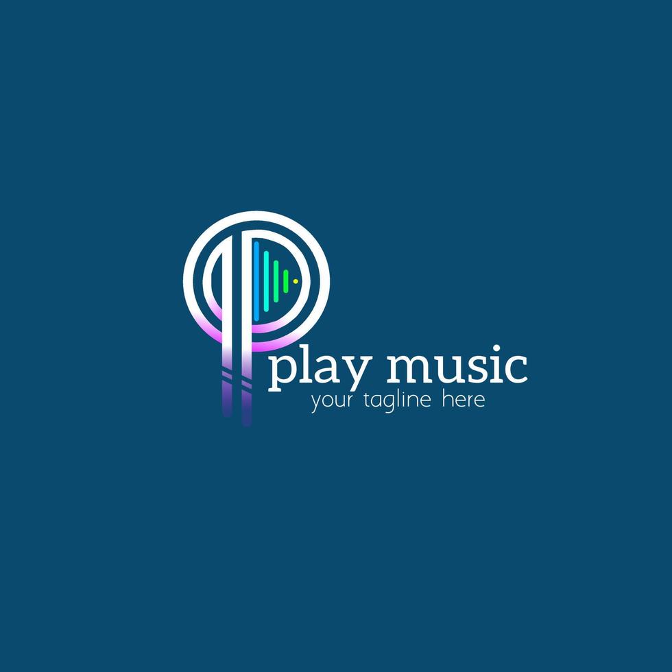 design de logotipo ou player de música de ícone simples forma um botão de reprodução simples e elegante vetor