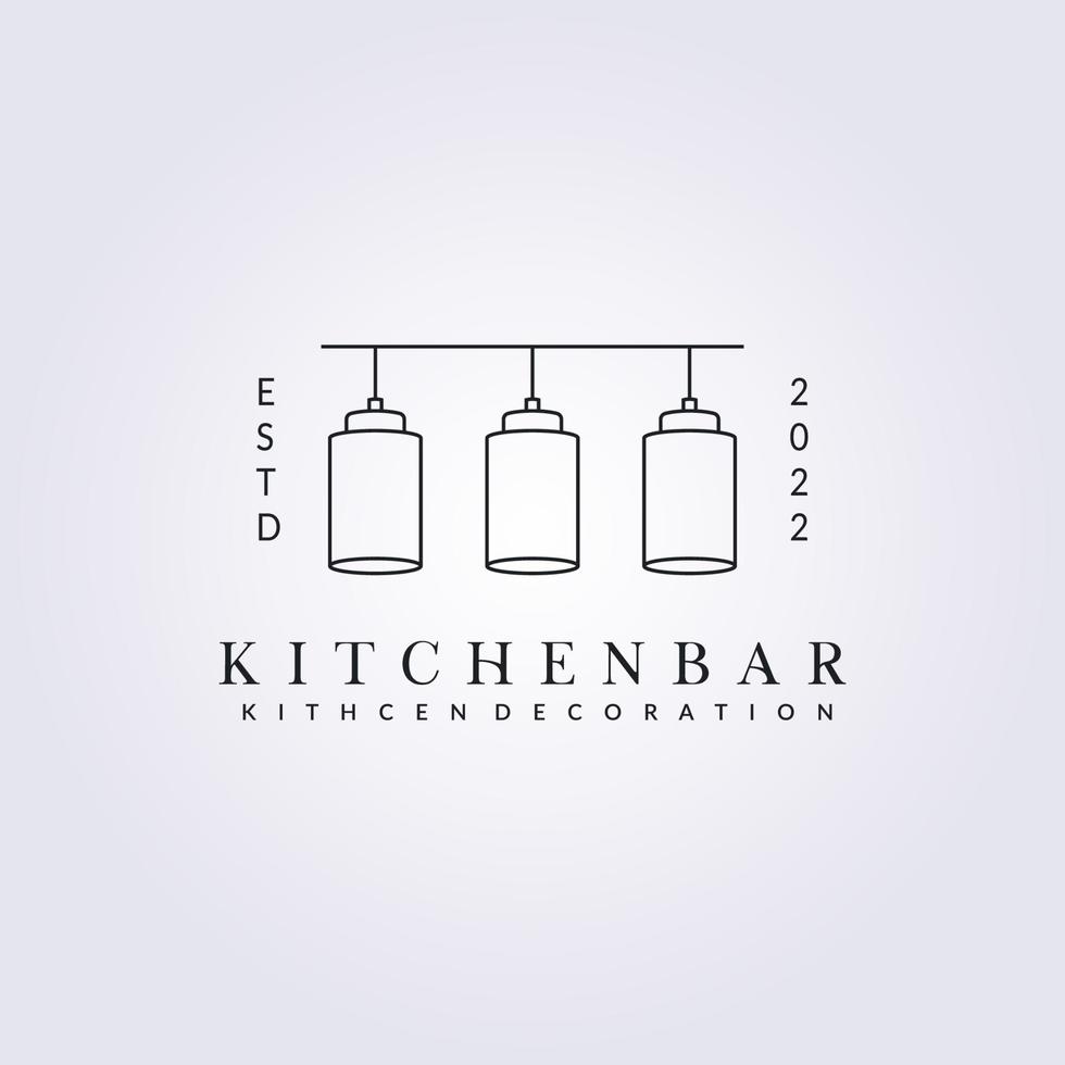 logotipo de design de interiores de bar de cozinha, logotipo de arte de linha de bar de cozinha ilustração vetorial design gráfico vetor