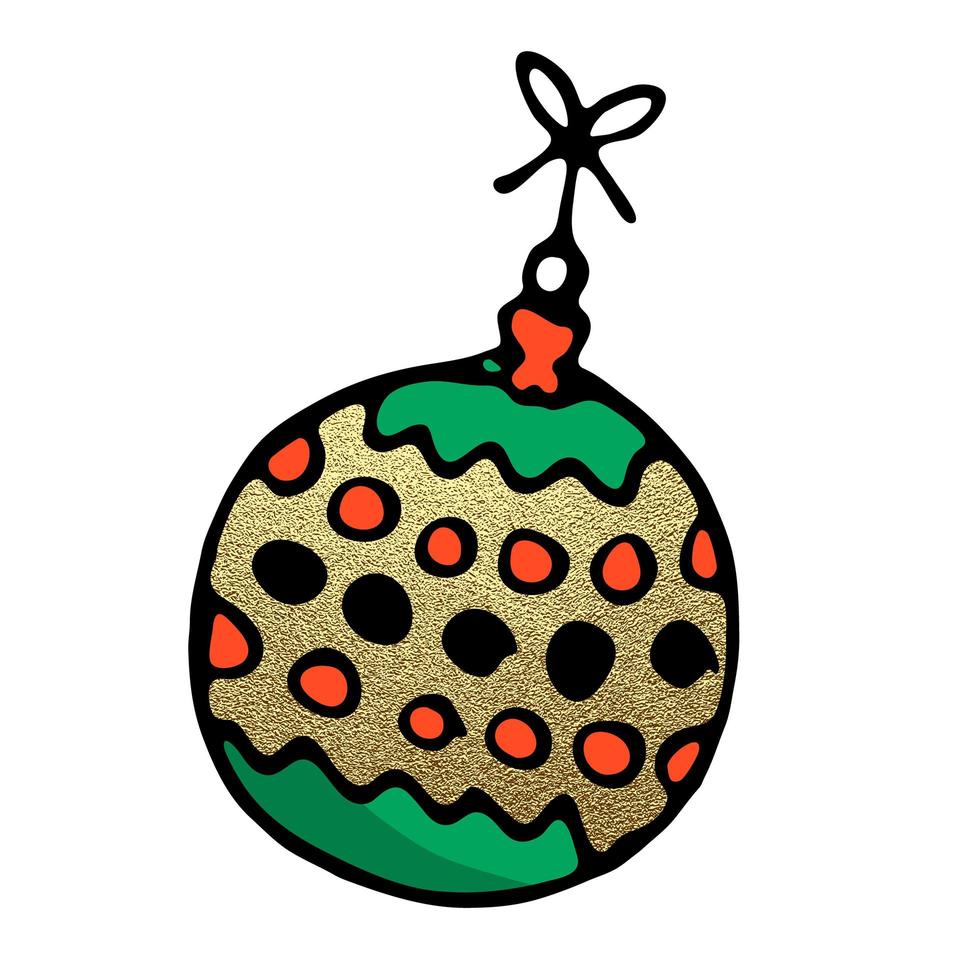 doodle ícone de cor de natal com ouro vetor