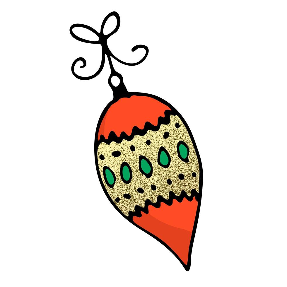 doodle ícone de cor de natal com ouro vetor