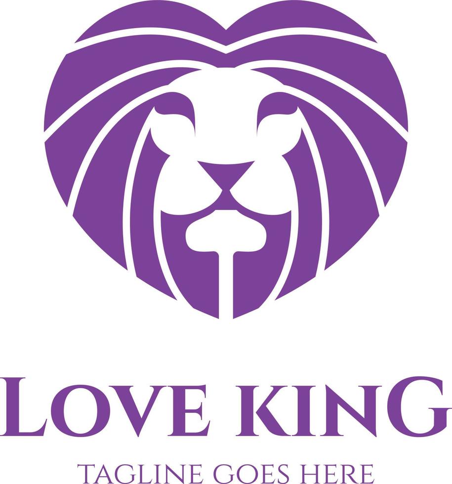modelo de design de logotipo de leão de amor vetor