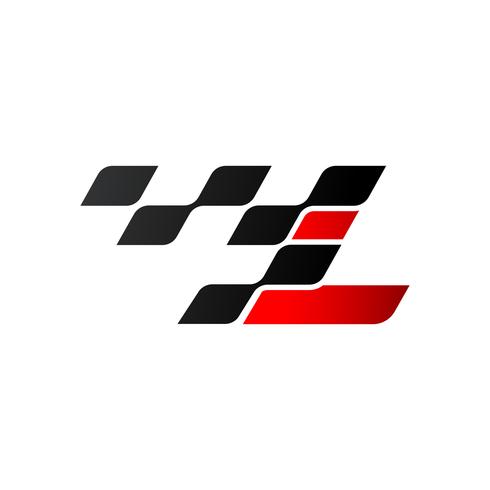 Letra L com logotipo de bandeira de corrida vetor