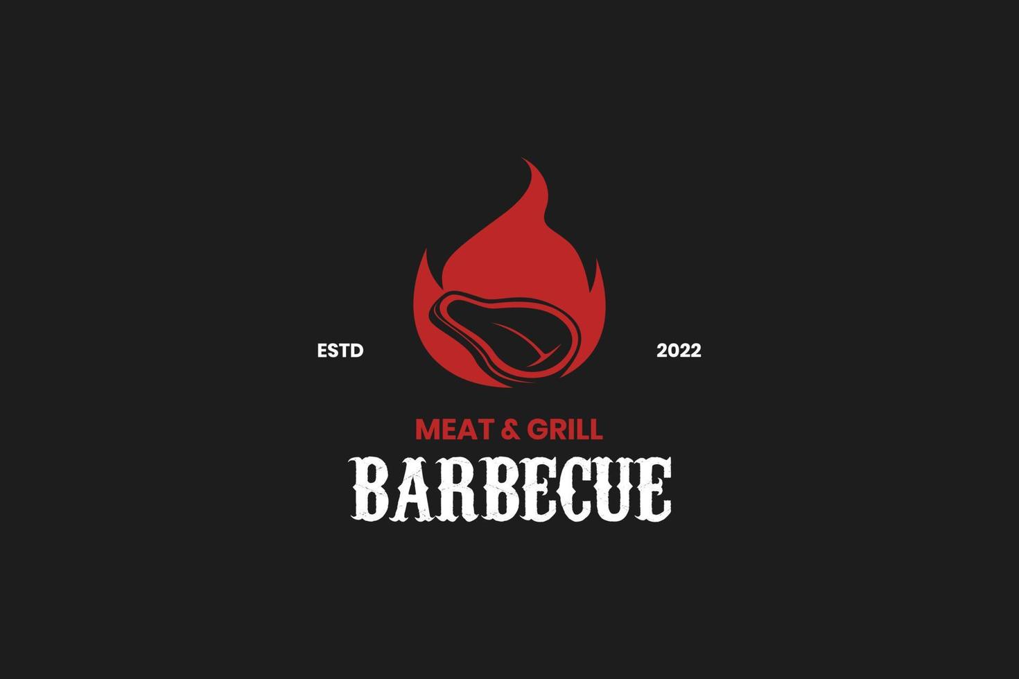 design de rótulo retrô de logotipo de churrascaria grande vetor