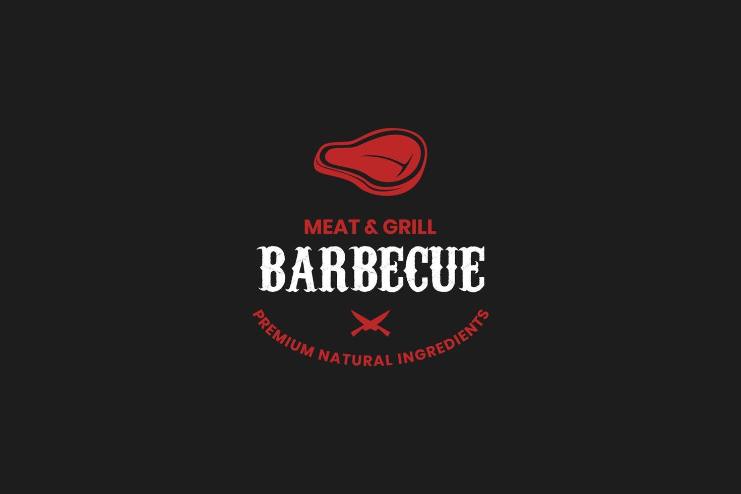 design de rótulo retrô de logotipo de churrascaria grande vetor