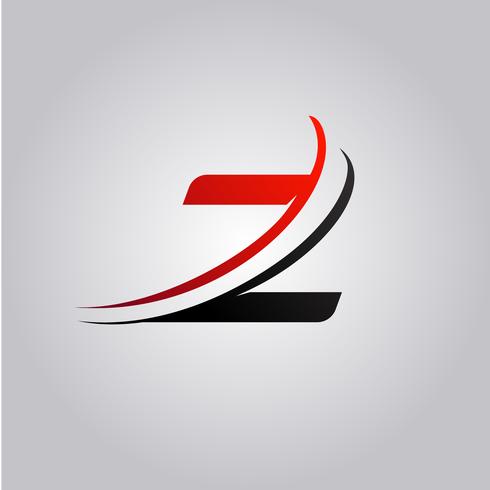 logotipo inicial da letra Z com swoosh colorido vermelho e preto vetor
