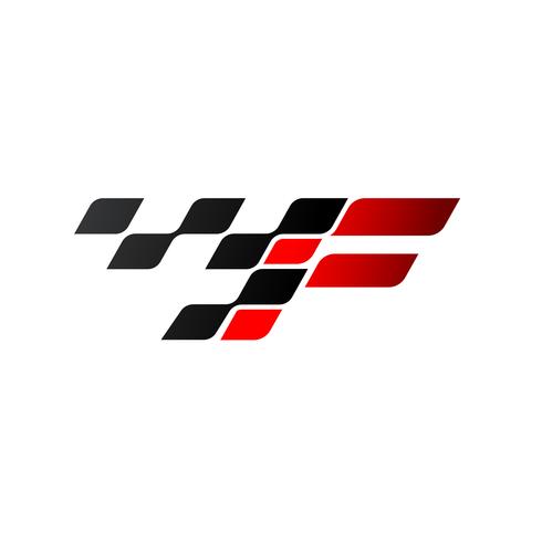 Letra F com logotipo de bandeira de corrida vetor